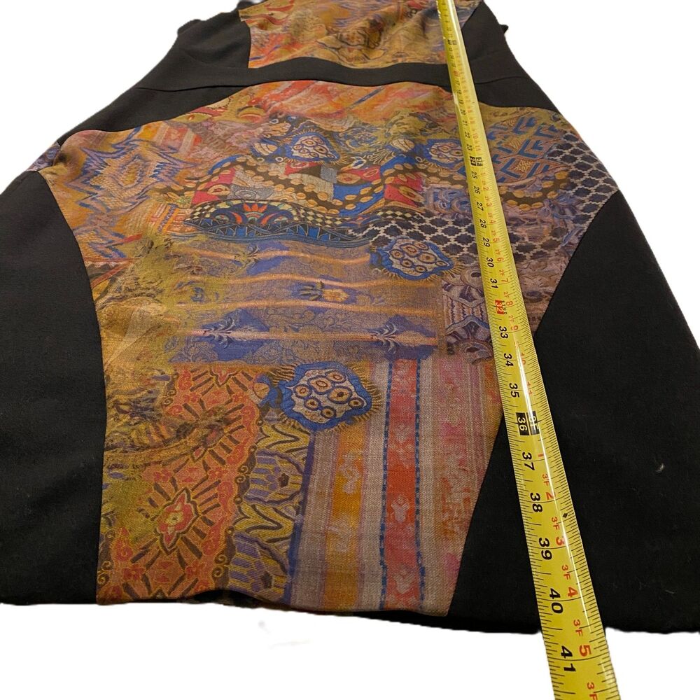 Etro Wool Stretch Colorblock Print Sheath Designer Midi Dress Size 46, US 8/10 - Picture 10 of 11